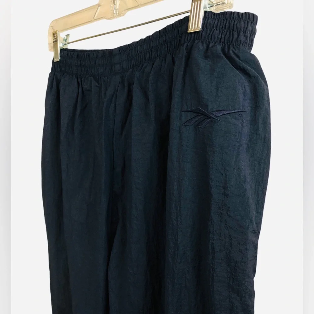 Vintage 90’s Y2K Reebok Lined Ankle Zip Joggers Athletic Track Pants Navy Unisex